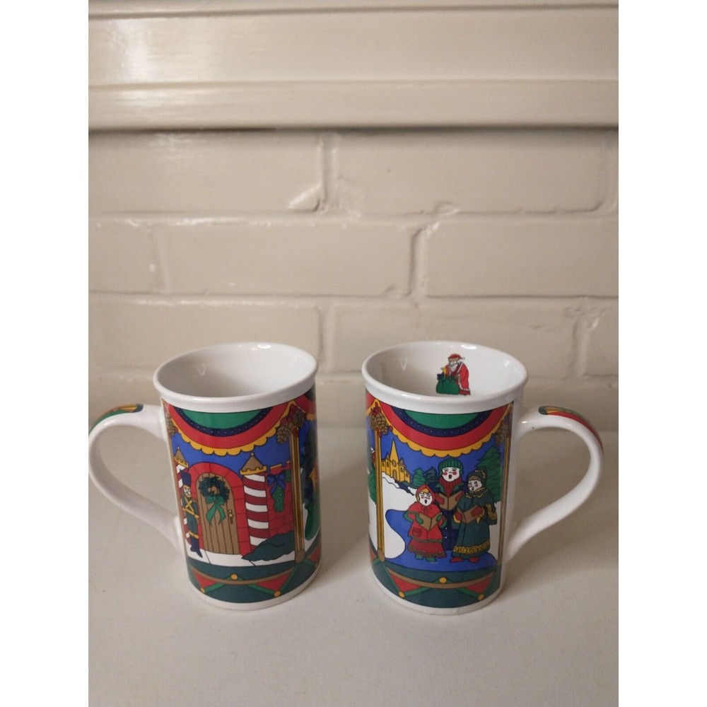 Vintage Christmas Tall Mugs Fine Works Designs
